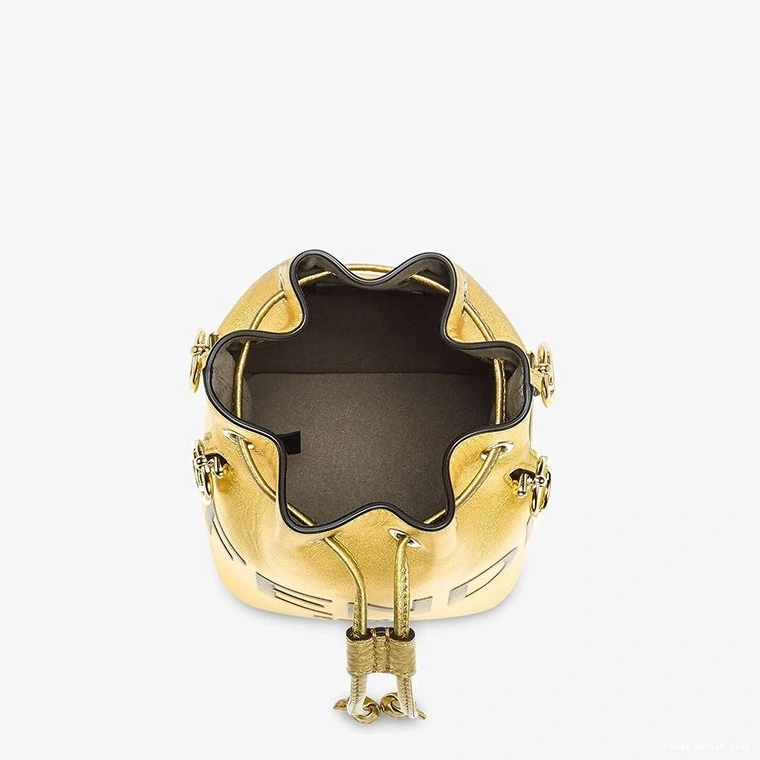 Cheap Bag Leather Fendi Logo ROMA Mini Calf Mon Tresor Gold In Bucket 0822
